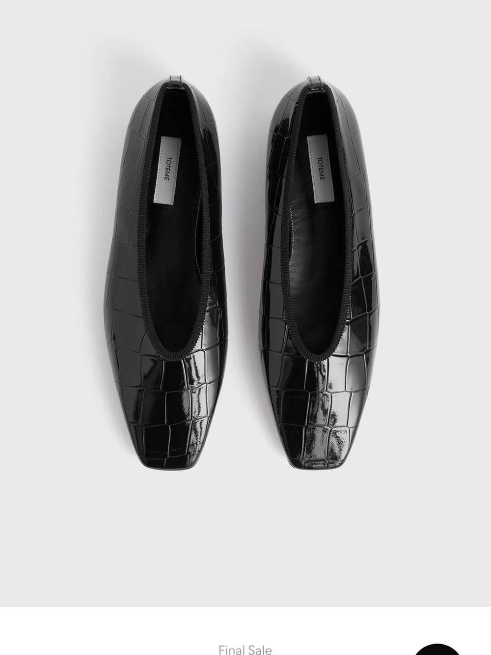Toteme Minimalist croco-embossed ballerinas black - Picture 1 of 6